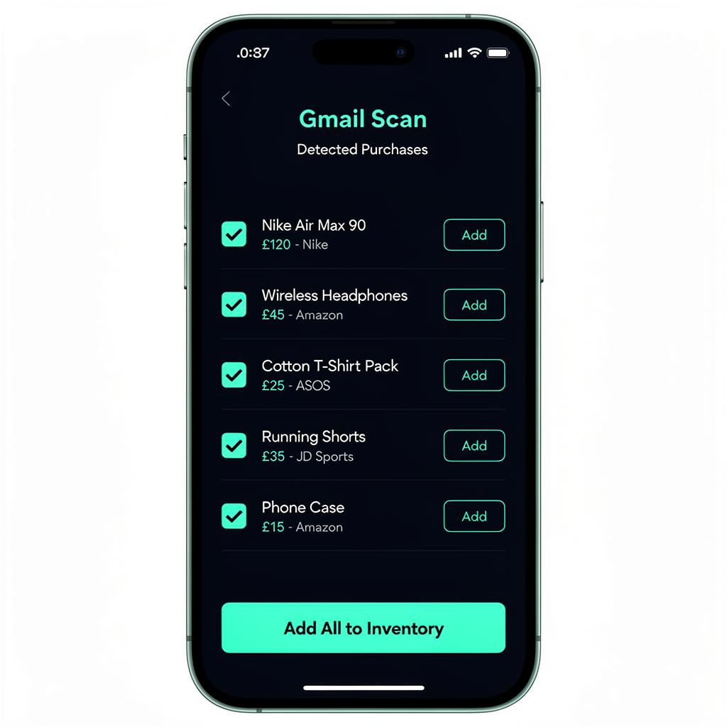 Email scan screen