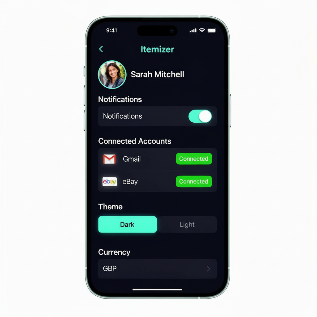 Settings screen
